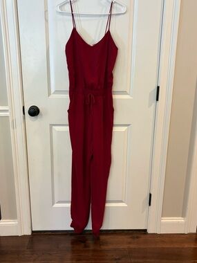 Spaghetti-Strap Burgundy Jumpsuit